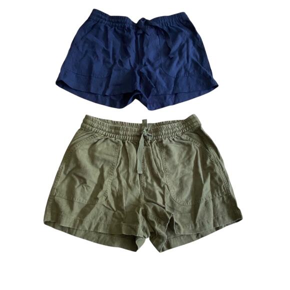 POINT SUR x J CREW Blue Green SEASIDE linen drawstring pull on Shorts size XS - Picture 1 of 13